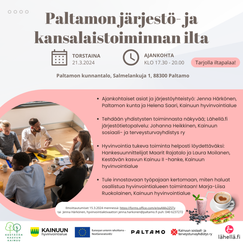 Kutsu Paltamon järjestö- ja kansalaistoiminnan iltaan