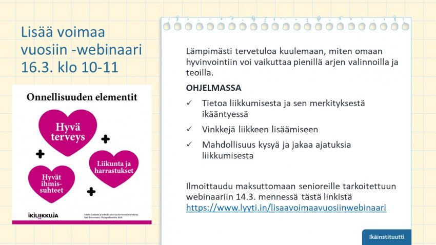 Lisää voimaa vuosiin -webinaari 16.3. klo 10-11