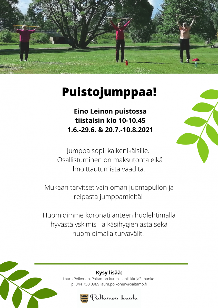Puistojumppaa Eino Leinon puistossa