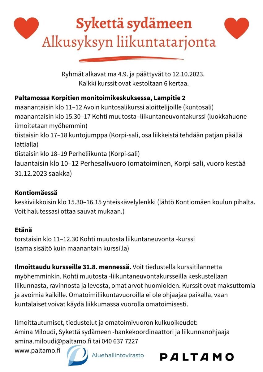 Alkusyksyn liikuntatarjontaa