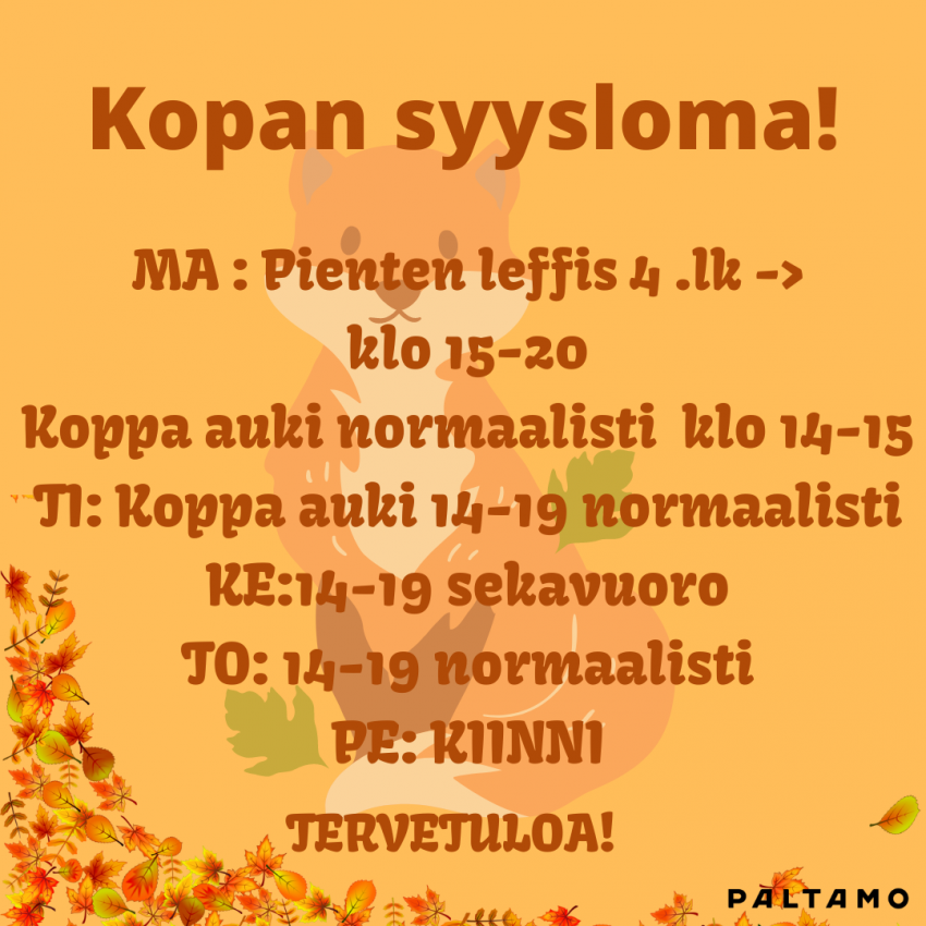 Nuorisotila Kopan syysloma 2022