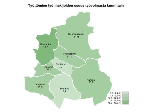 Työllisyyskatsaus: Kainuun työttömyys kasvoi 6 % lokakuussa