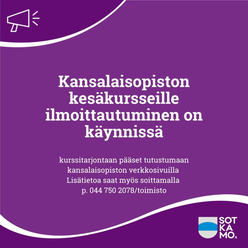 Sotkamon kansalaisopiston kesäkurssit 2026
