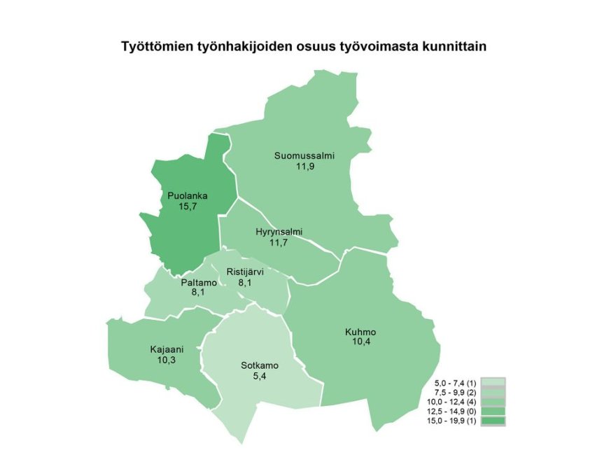 Työttömyyden kasvu Kainuussa maan pienintä