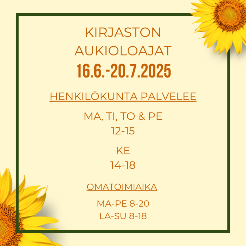 Paltamon kirjaston kesäaukioloajat