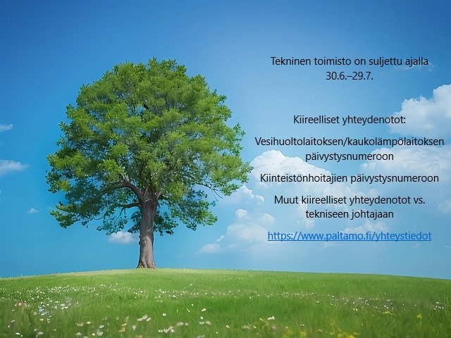 Tekninen toimisto suljettu kesällä
